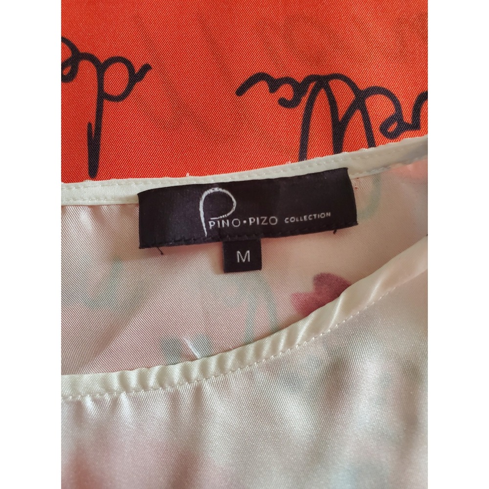 Pino Pizo Womens M 100% Silk Top Blouse ITALIAN Mamma Bella Art To Wear Unique - Picture 4 of 9
